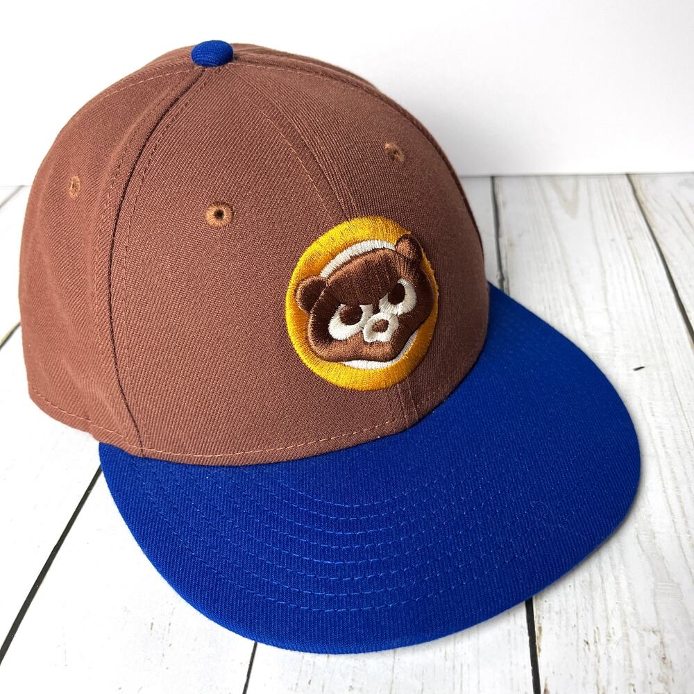 Chicago Cubs New Era Brown Blue 59Fifty Fitted Hat 7-5/8 Cooperstown Collection
